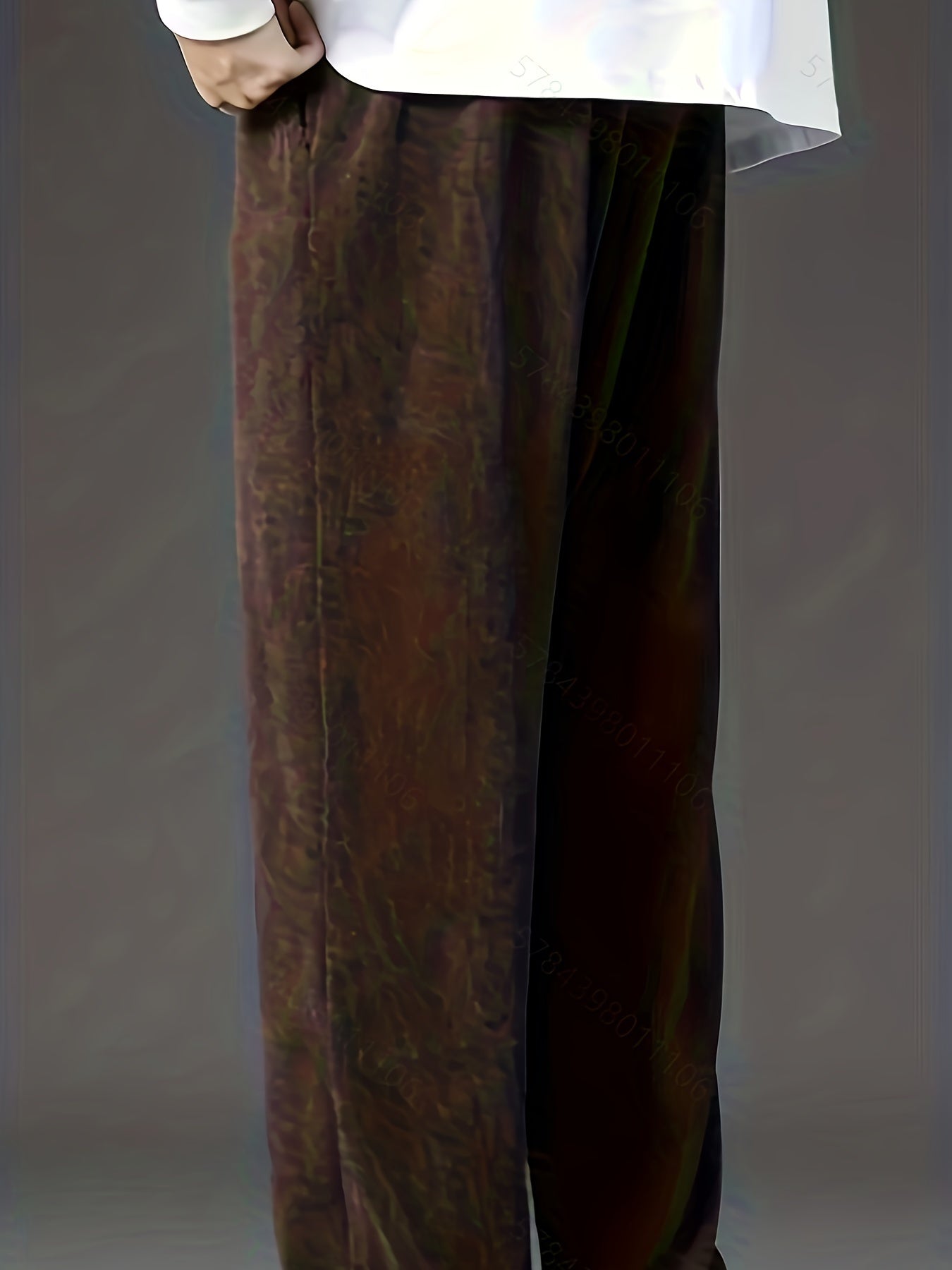 Men's Corduroy Pants Loose Fit Straight Leg Spring Casual Mid Waist Drawstring