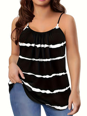 Plus Size Women Color Block Cami Top Sleeveless Spaghetti Strap Summer Clothing