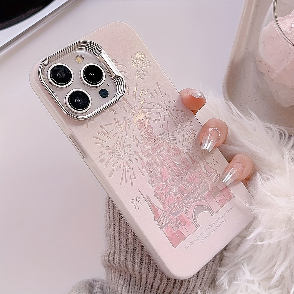 Electroplated Laser Dream Castle Fireworks Phone Case for iPhone 11-15 Models