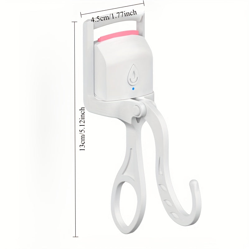 USB Rechargeable Electric Eyelash Curler with Silicone Clip White Pink Long-Lasting Safe