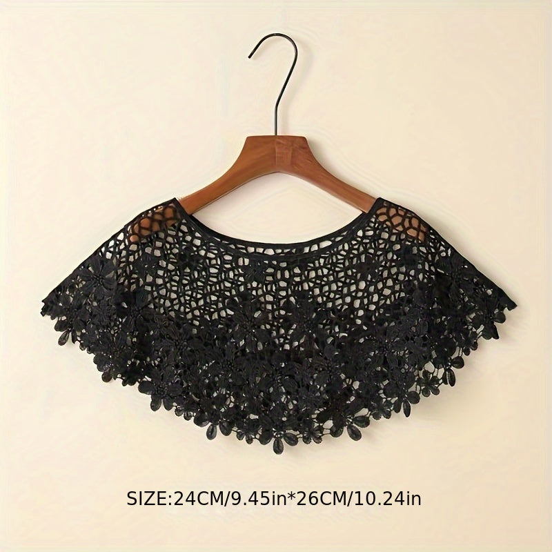 Hollow Lace Shawl Pullover Cape and Monochrome Skirt Set for Summer Women