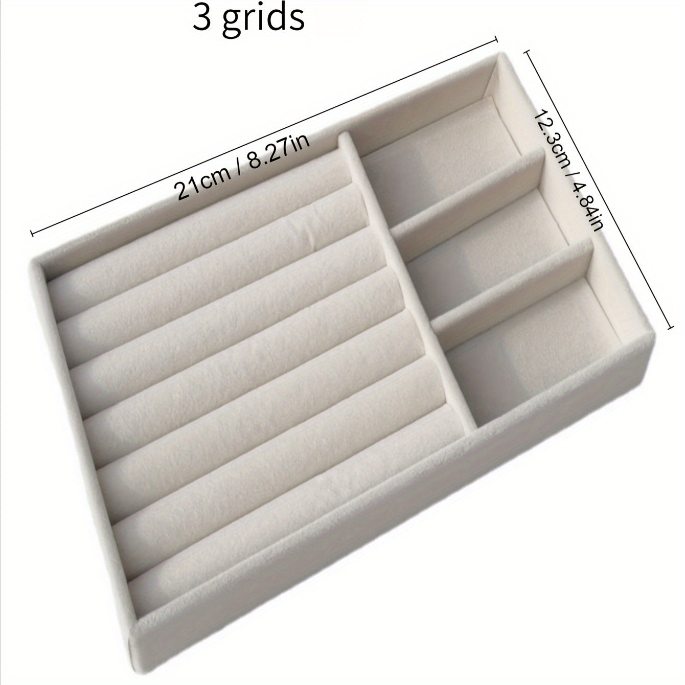 Flannel Jewelry Organizer Tray with Stackable Drawer Dividers for Earrings Necklaces and Bracelets