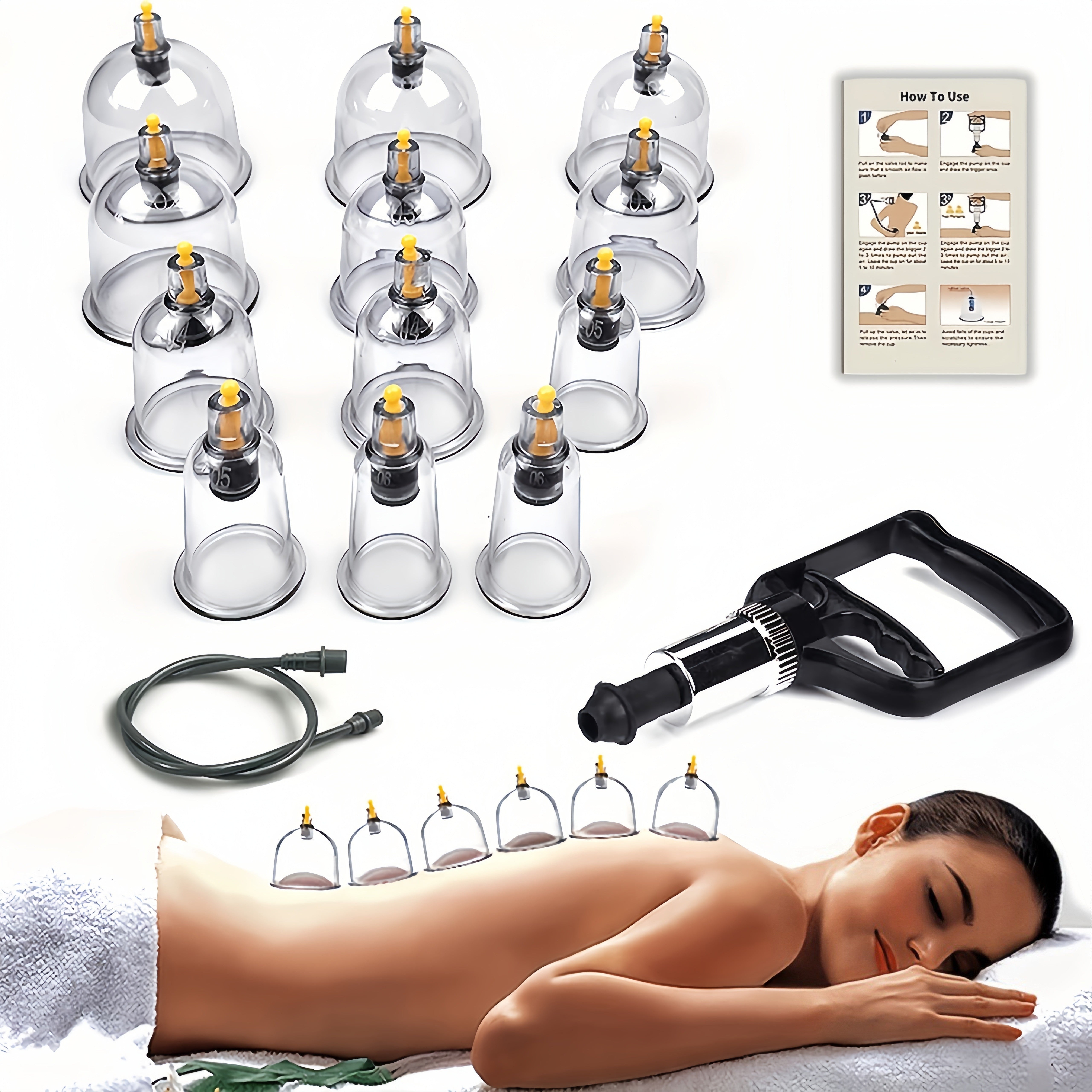 12/24pcs Cupping and Walking Set in Black Gift Box for Home Massage and Cupping