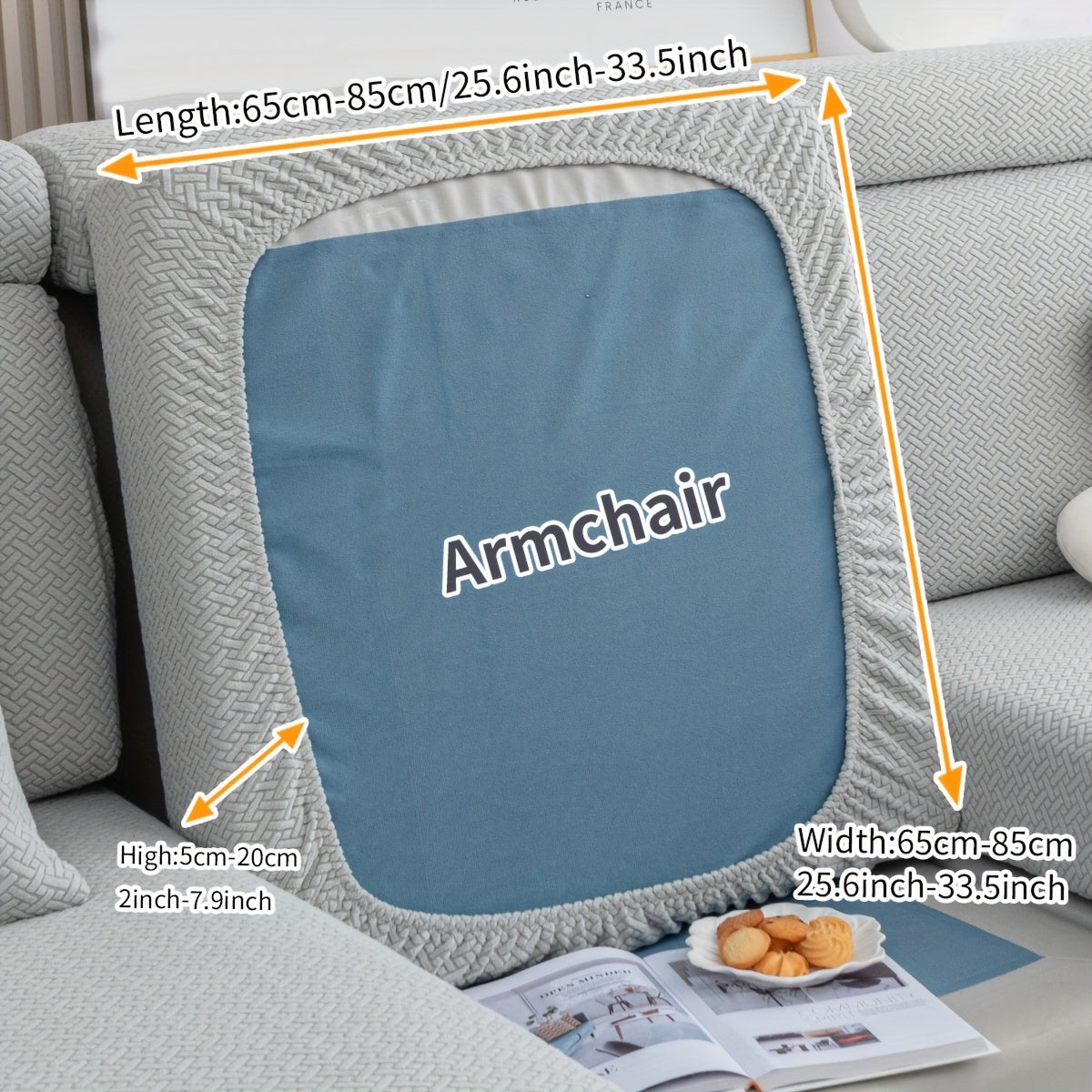 Checkered Pattern Polar Fleece Sofa Cover Boho Style Stretch Fabric Stain and Pet Scratch Protection