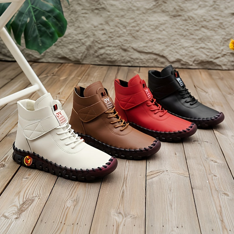 Women Warm Winter High-Top Boots Anti-Slip Casual Faux Leather