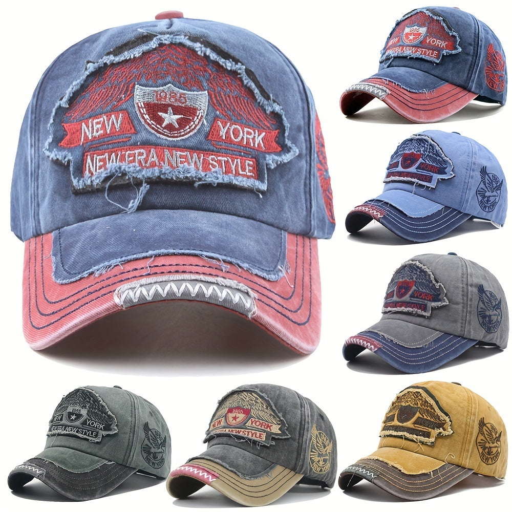 Vintage 1985 NY Style Snapback Baseball Cap with Patches Lightweight Cotton Multiple Colors