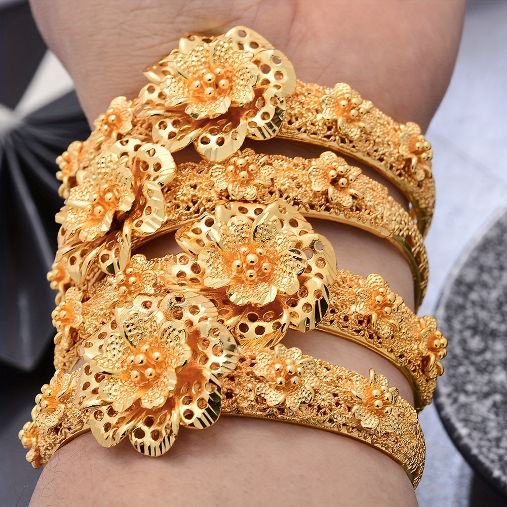 Gold-Plated Ethnic Open Bracelet for Brides and Women in Dubai Fashion