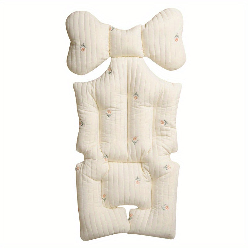 Baby Stroller Seat Pad Cotton Cushion for Autumn Winter Breathable Embroidered Hand Wash