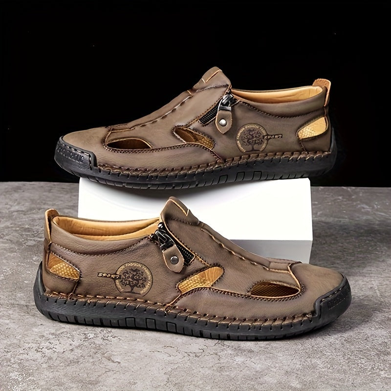 Men's Zip-Up Hiking Sandals Rubber Sole Casual Outdoor Trekking Summer Beach