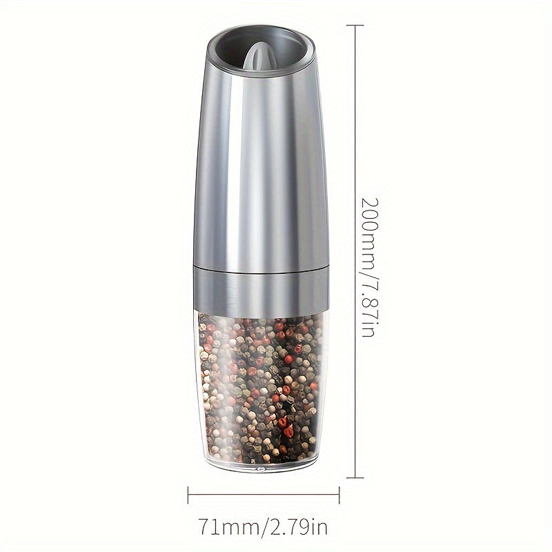 Набор из 2 предметов из нержавеющей стали: гравитационная мельница с электросолонепробиваемой мельницей для соли и перца с регулируемым механизмом