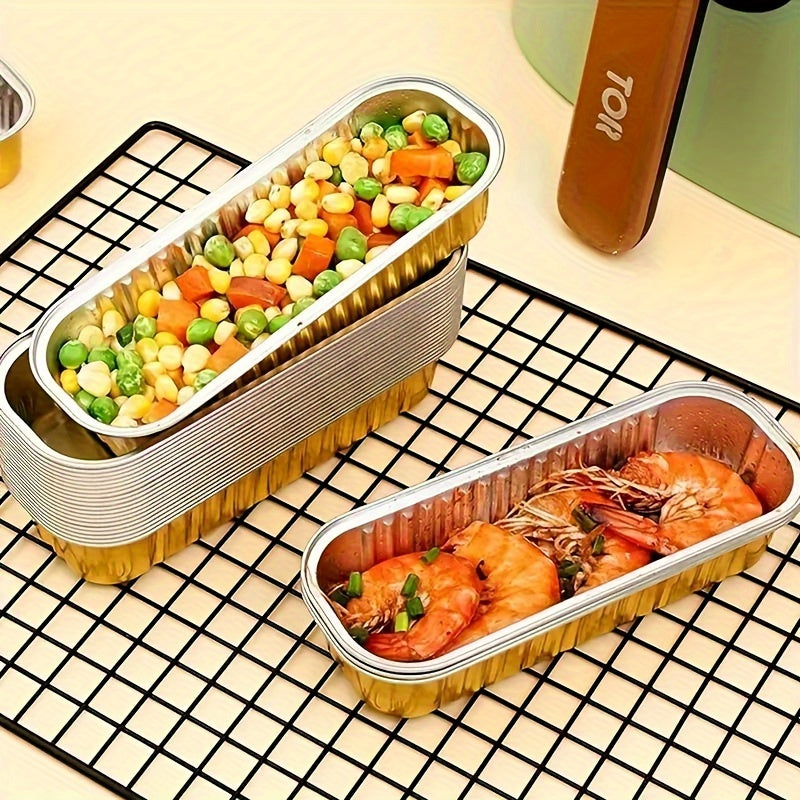 Упаковка из 10 прочных жестяных бумажных коробок для фритюрниц - прямоугольные лотки из алюминиевой фольги для фритюрниц, кемпинга, выпечки, вечеринок и дней рождения