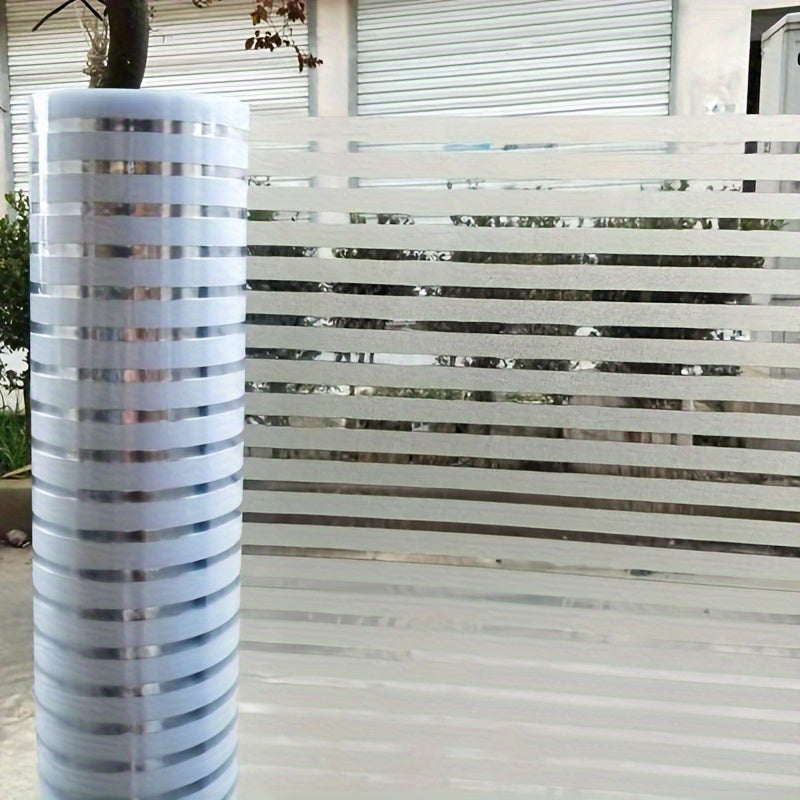 Frosted Striped Glass Window Film for Privacy Sunshade Insulation Reusable