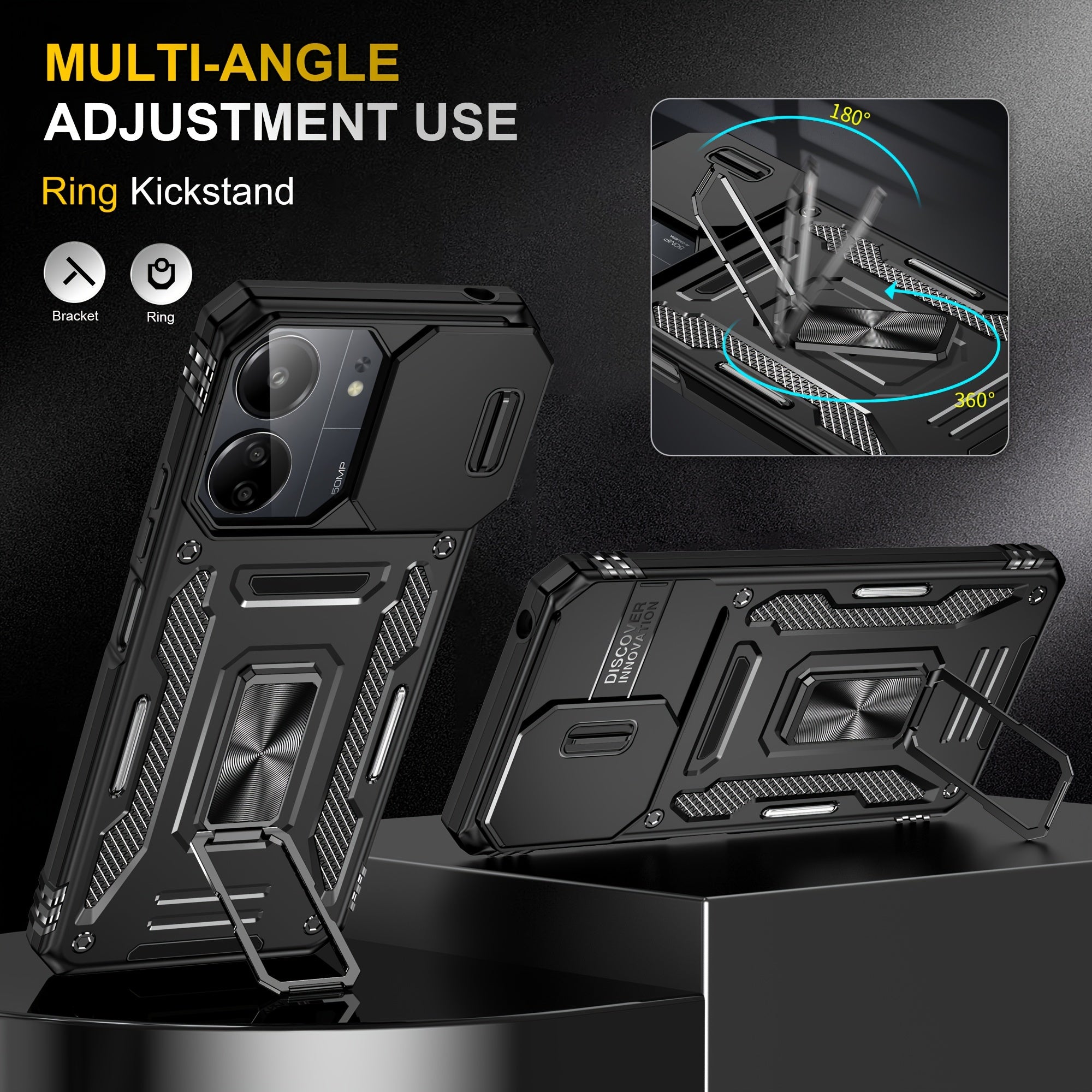 2-в-1 TPU чехол для ПК и телефона для Redmi Note 13 4G/13C Ударопрочный защитный объектив