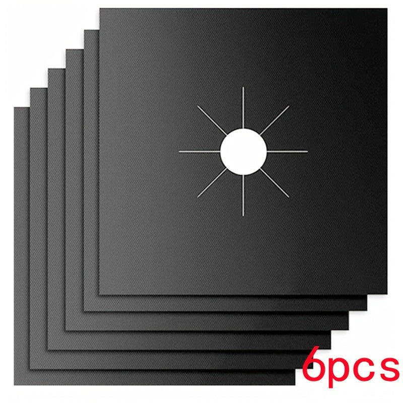Set of 6 Gas Stove Protection Mats Heat Resistant Oil Stain Resistant Non-Stick Easy to Clean
