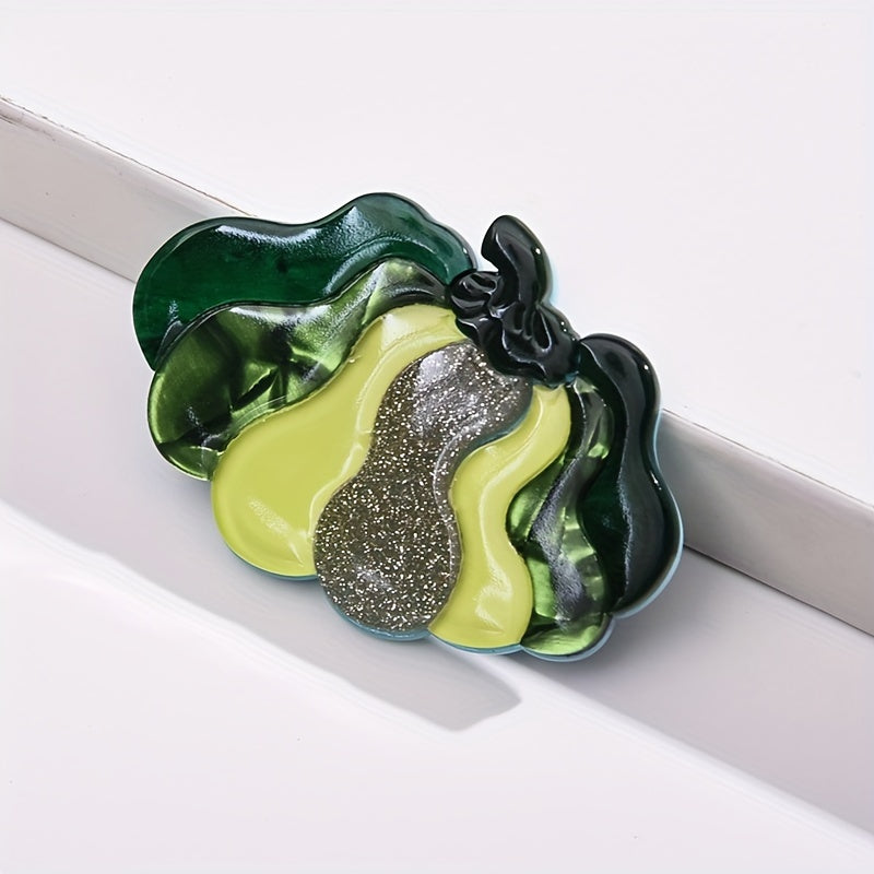 Green Cartoon Fruit Pumpkin Brooch with Acetic Acid Material