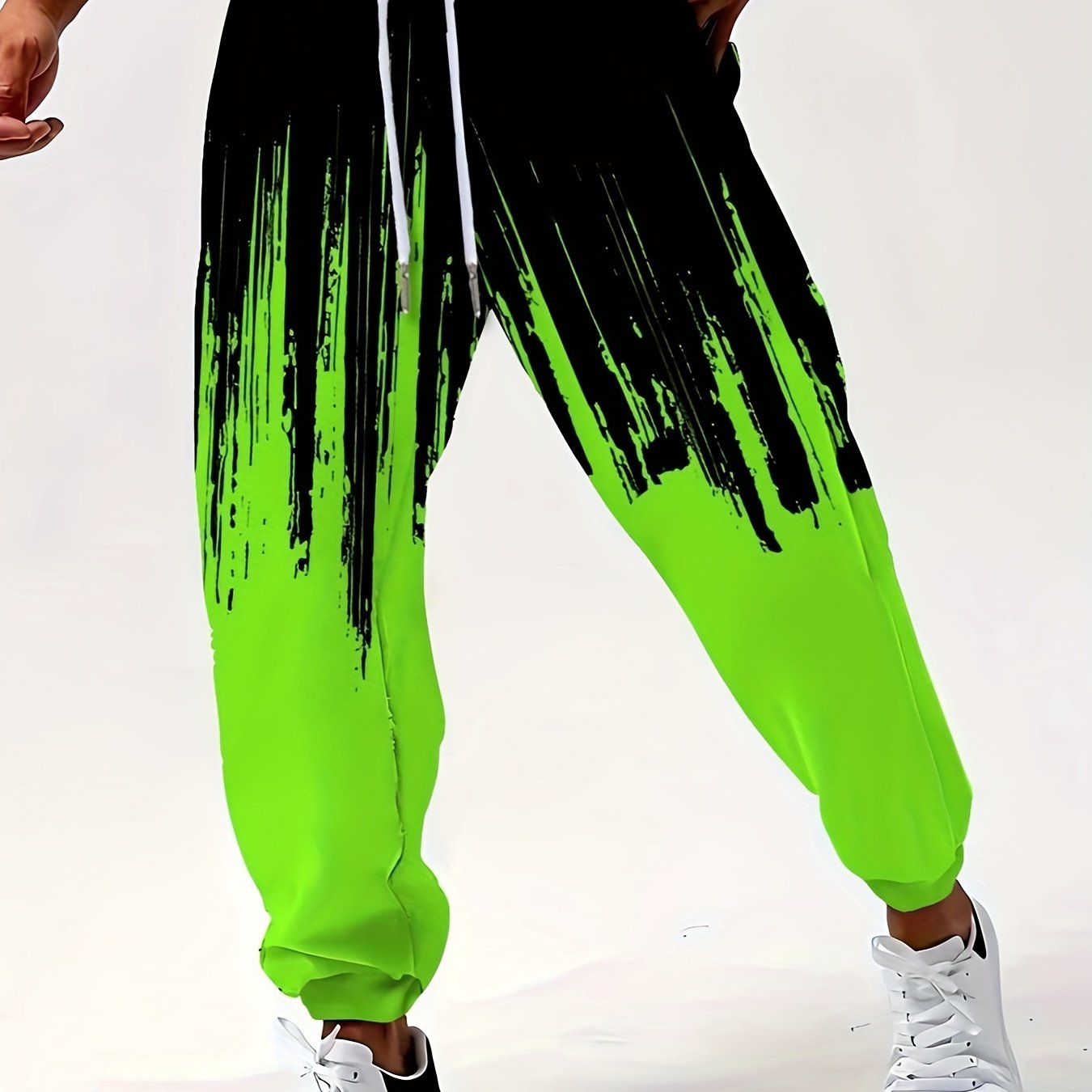 Мужские спортивные штаны с цветными блоками и принтом, полиэстер спандекс, свободный крой, шнурок, карманы, всесезонные, спортивные, повседневные