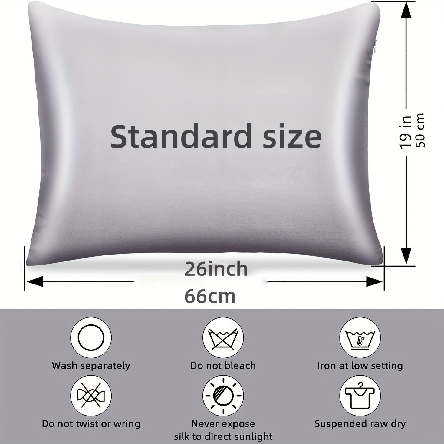 Satin Pillowcase with Concealed Zipper for Hair and Skin Care, Bed or Sofa Decor