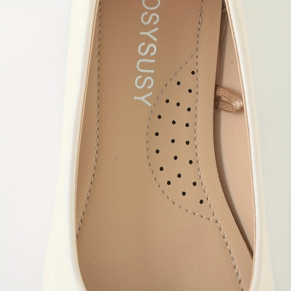 Women's Pointed Toe Slip-On Flats with Bow Casual Work Shoes Black White