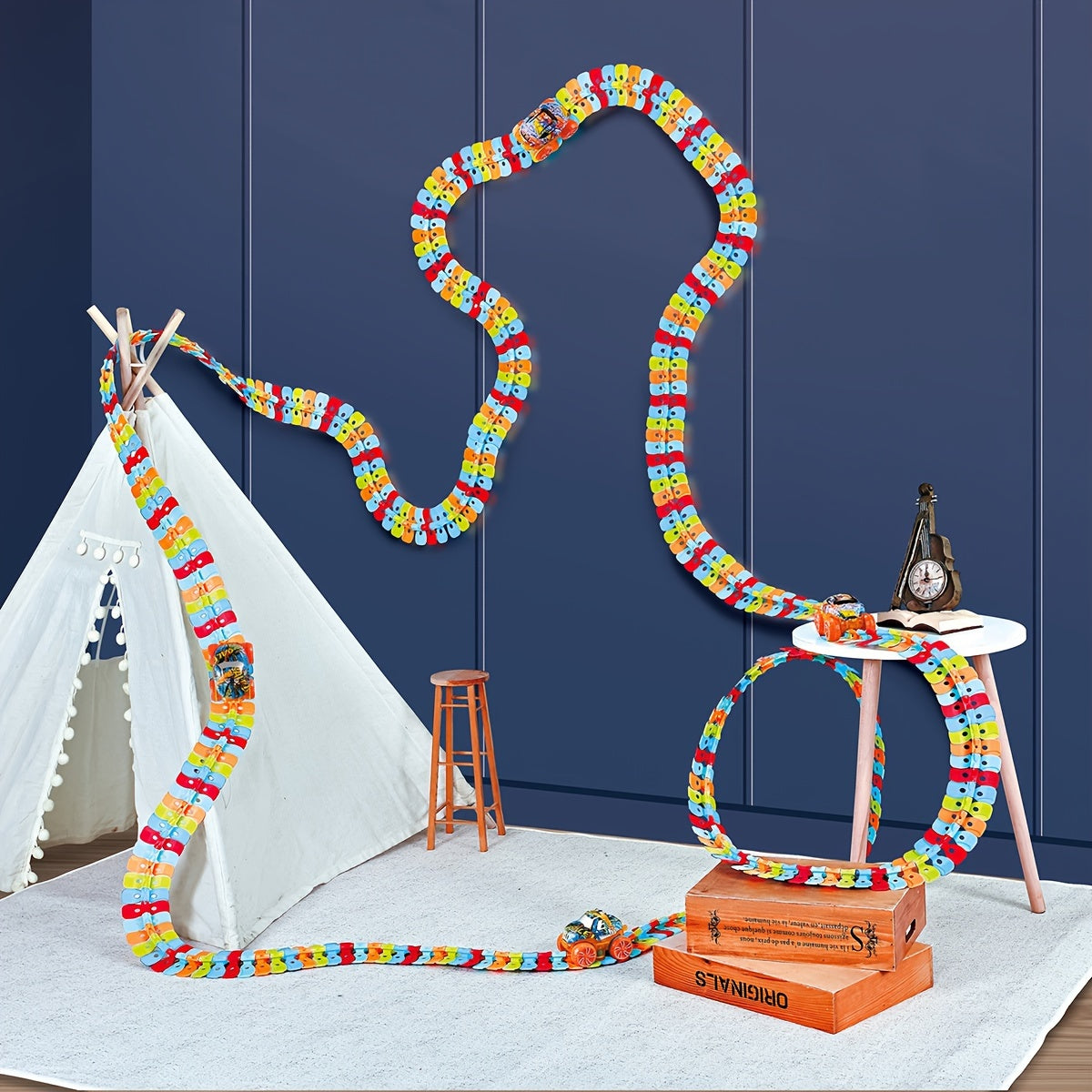 Set de coche eléctrico para niños con pista de colores, colgante y DIY, para mayores de 3 años