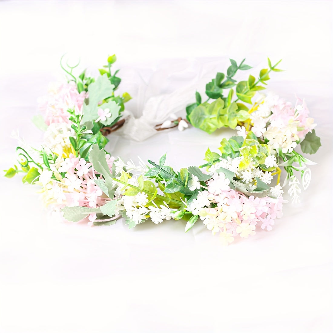 Artificial Baby's Breath Flower Crown Headband Floral Headpiece for Weddings Parties Festivals