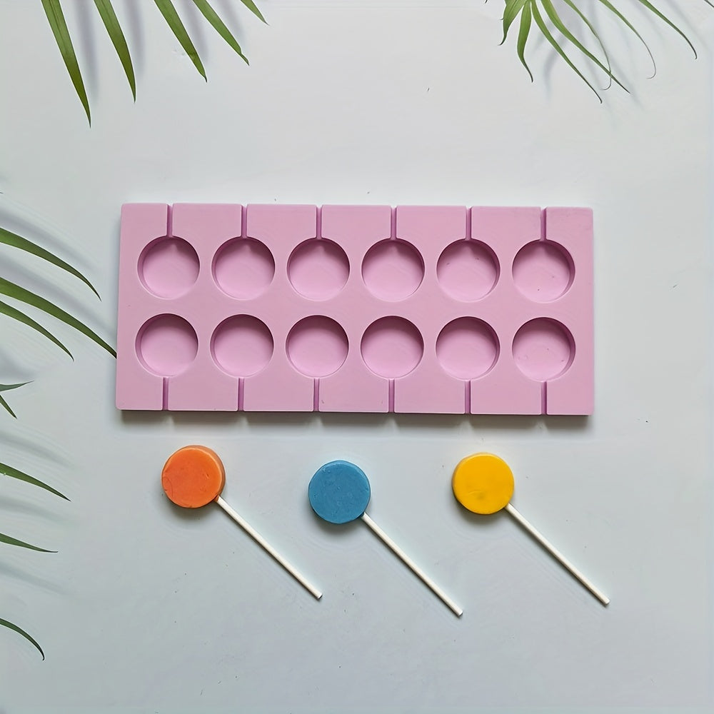Silicone Lollipop Mold 12-Cavity for Candy Chocolate Baking and Cake Decorating