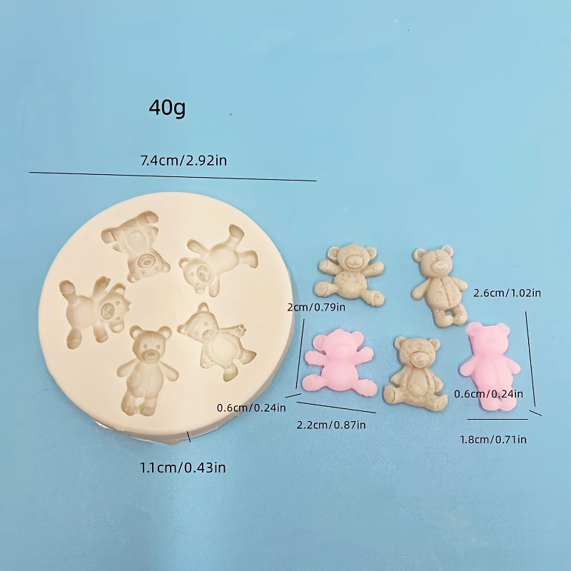 Silicone Bear Mold for Candle Making Chocolate Baking Decorations Creative Fondant Resin Crafting