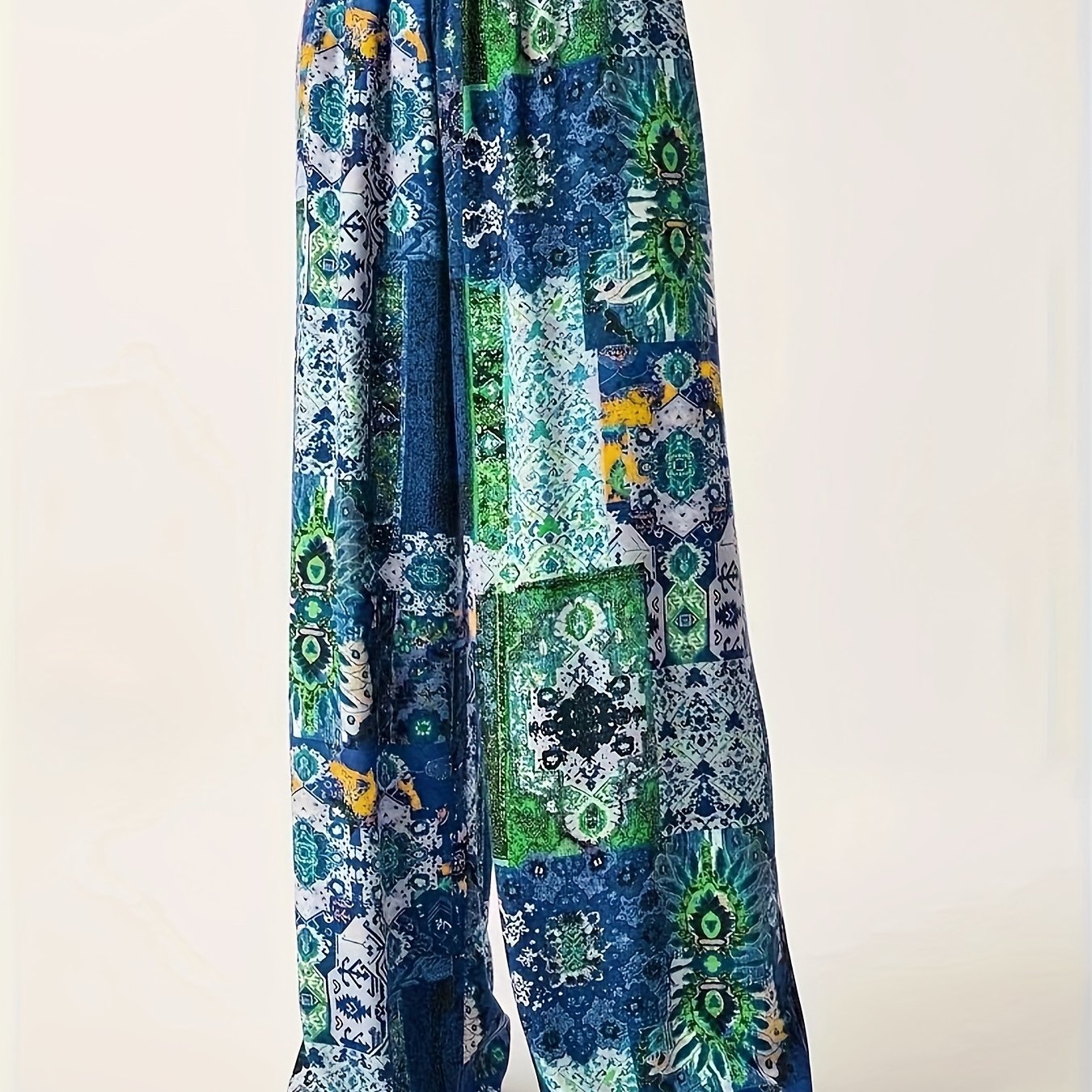 Women's Tribal Print Wide Leg Pants Polyester Blend All-Season Plus Size