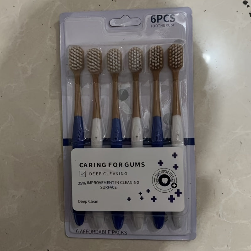 Pack de 6 cepillos de dientes de nylon suave para encías, limpieza profunda