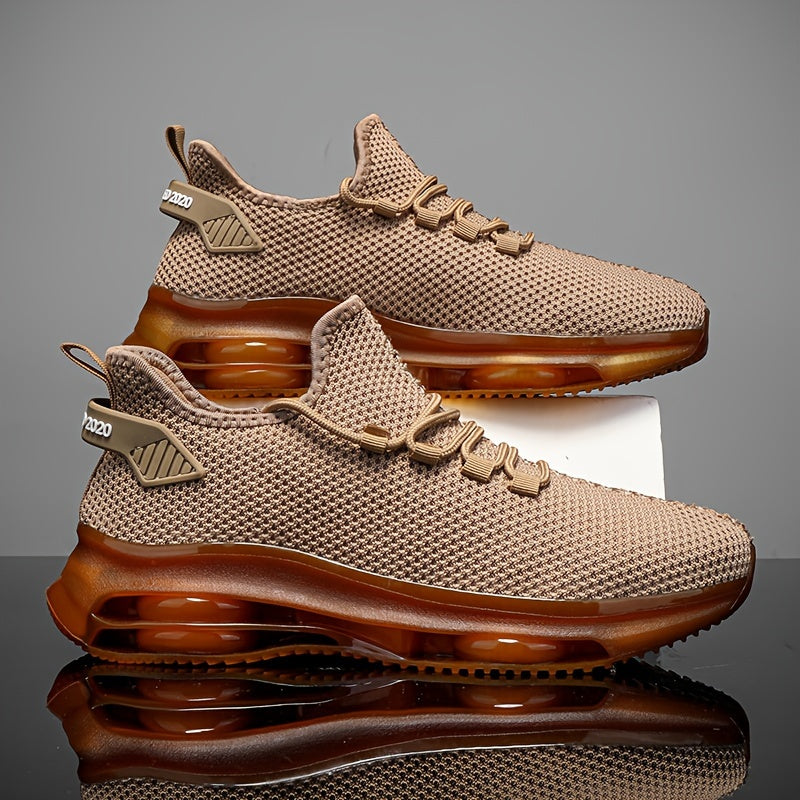 Zapatillas de punto transpirables para hombre con suela de PVC antideslizante con cojín de aire, casual, de tela