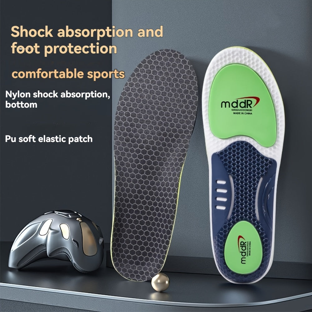 Unisex TPU Arch Support Insoles Breathable Shock Absorbing Cushioned Green Blue