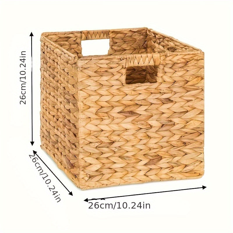 Juego de cuatro cestas de almacenamiento rústicas de ratán para estanterías, dormitorio, sala de estar, organización