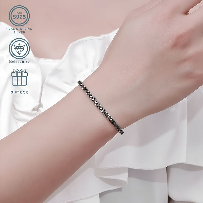Sterling Silver Moissanite Tennis Bracelet Gemstone Link Jewelry for Women