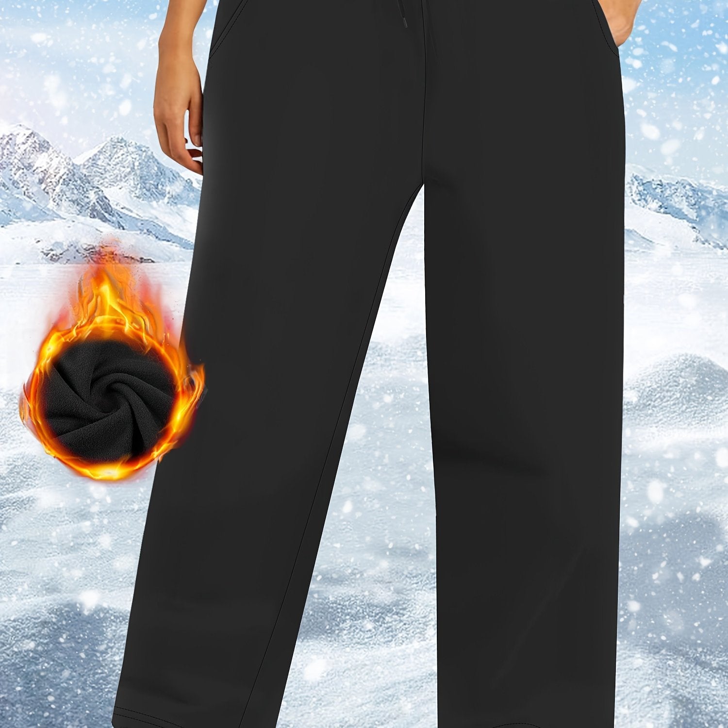 Plus Size Fleece Pants With Drawstring Waist Casual Loose Pants Women Fall Winter