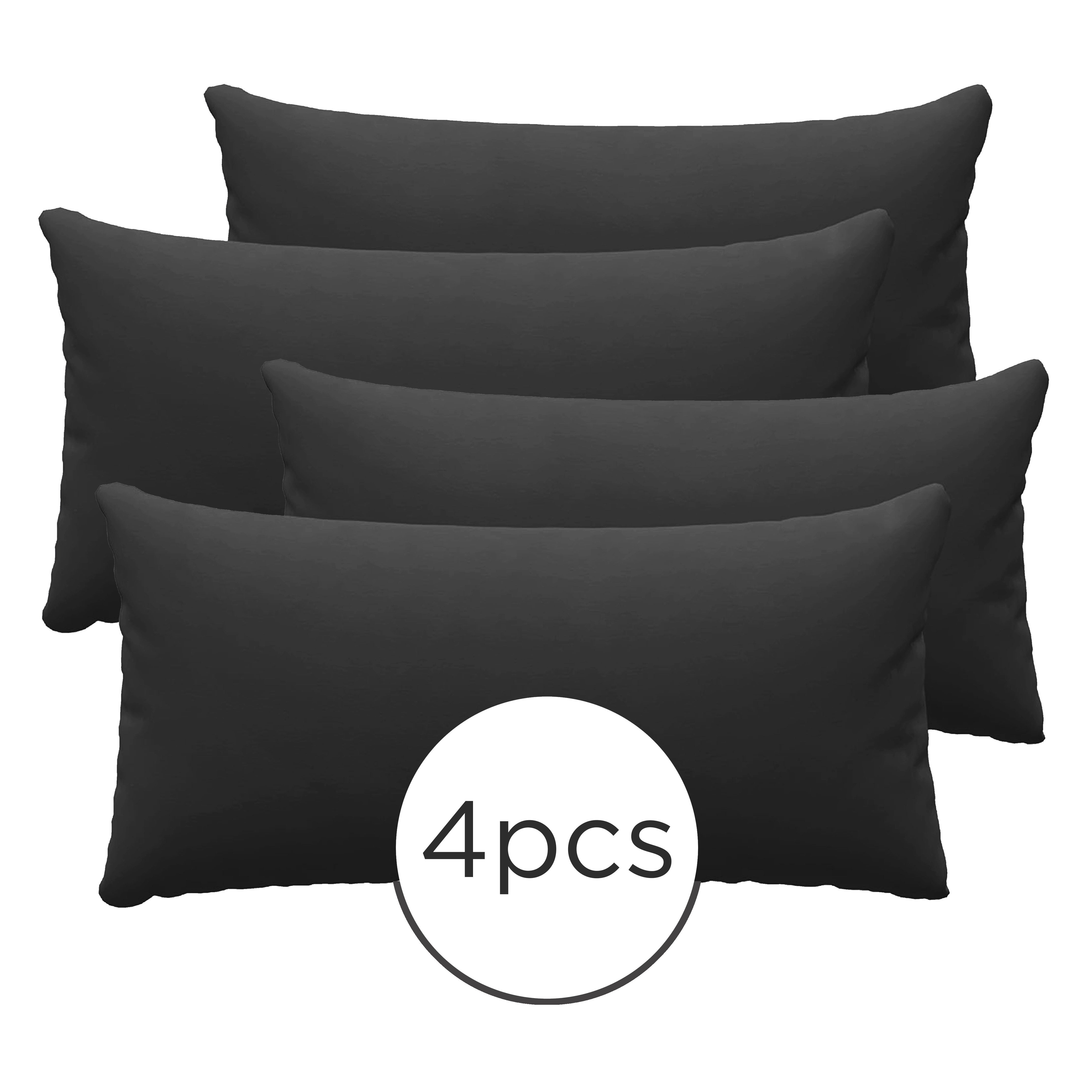 Set of 4 Microfiber Pillowcases Solid Color for Bedroom and Living Room