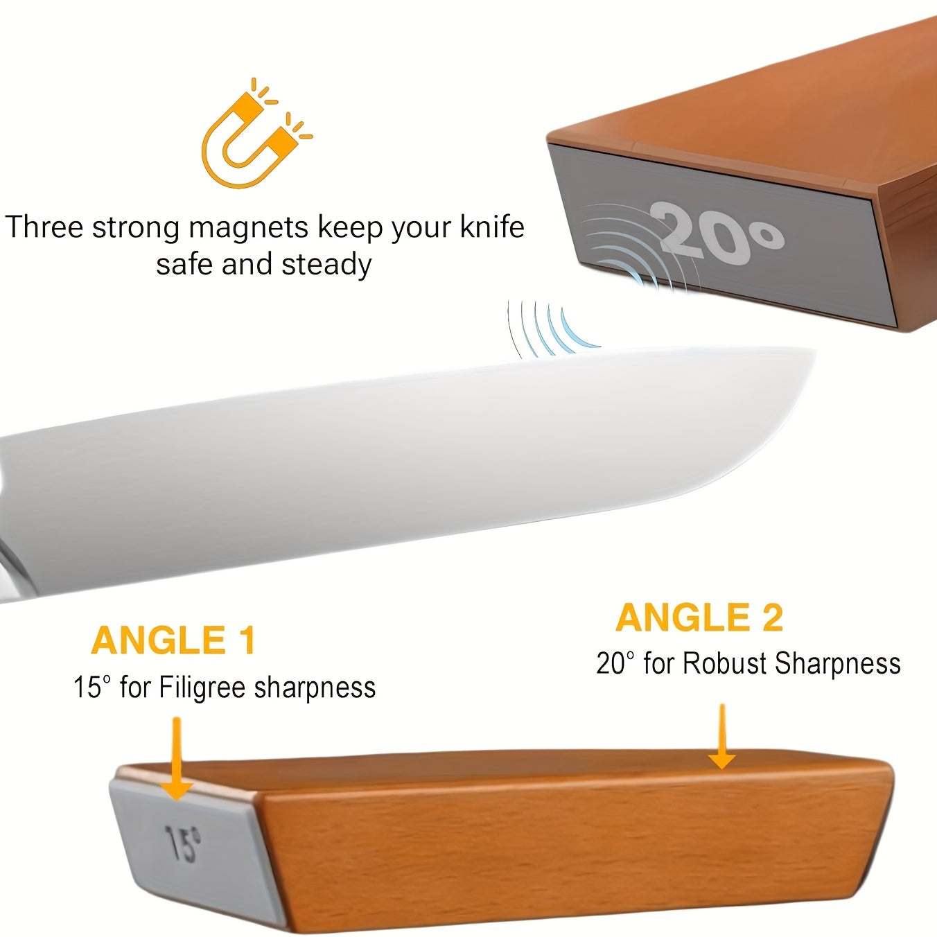 Juego de afilador de cuchillos con tecnología de diamante en ángulo de 15° y 20° para todos los cuchillos de cocina