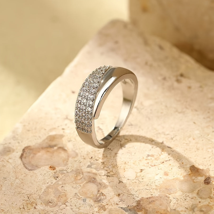 Anillo de ala estilo bohemio con zirconia de imitación, chapado en oro, aleación de zinc ajustable, joyería para uso casual y de fiesta