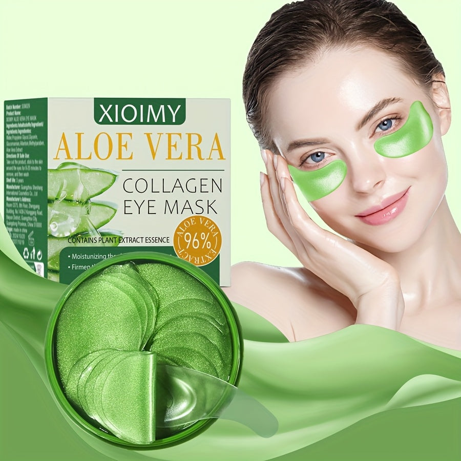 60pcs Aloe Vera Collagen Eye Masks for Moisturizing and Firming Skin