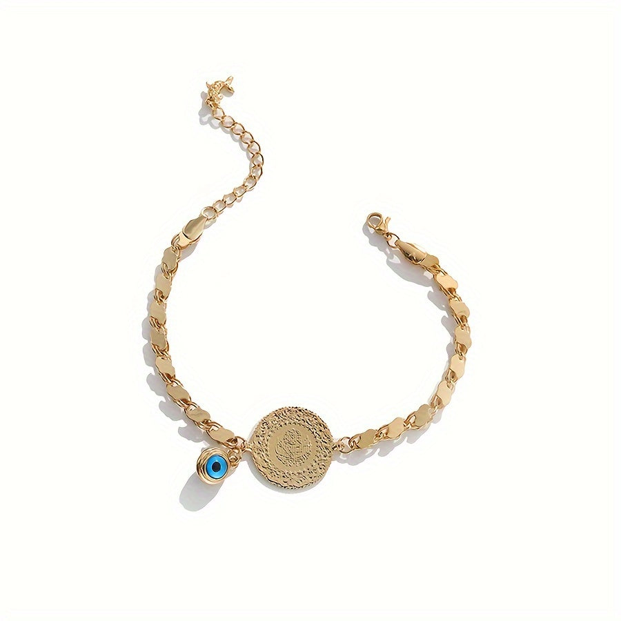 Chiroyli Qo'lda Yasalgan Yomon Ko'z Charm Bilaguzuk - Har Kun Ki Ki Wearing Uchun Ideal, Noyob Oltin Qoplangan Mis Tangalar Bilan