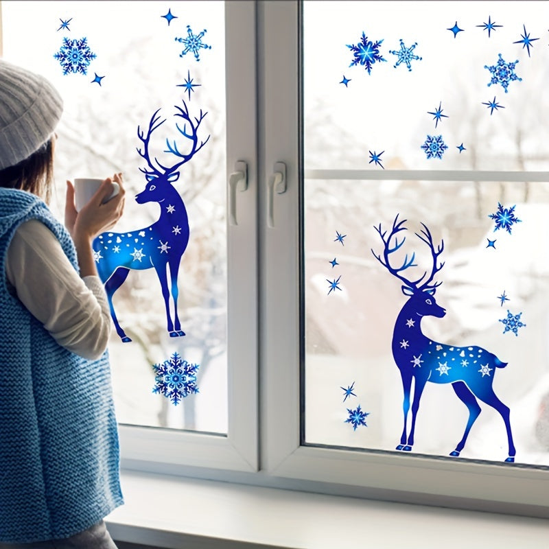 Christmas Snowflake Elk Window Film PVC Static Cling for Home Decor