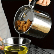 Stainless Steel Oil Filter Jug with Strainer 60oz Kitchen Storage Tank