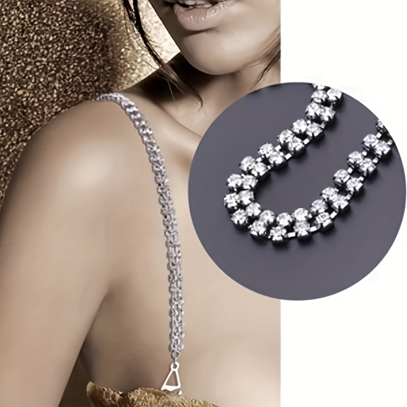 Invisible Bra Straps Set with Gold Water Drill Back Accessories for Summer Women