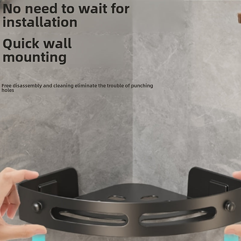 Two-Piece Corner Shower Caddy Wall Mount Rust-Proof Plastic Organizer with Hooks