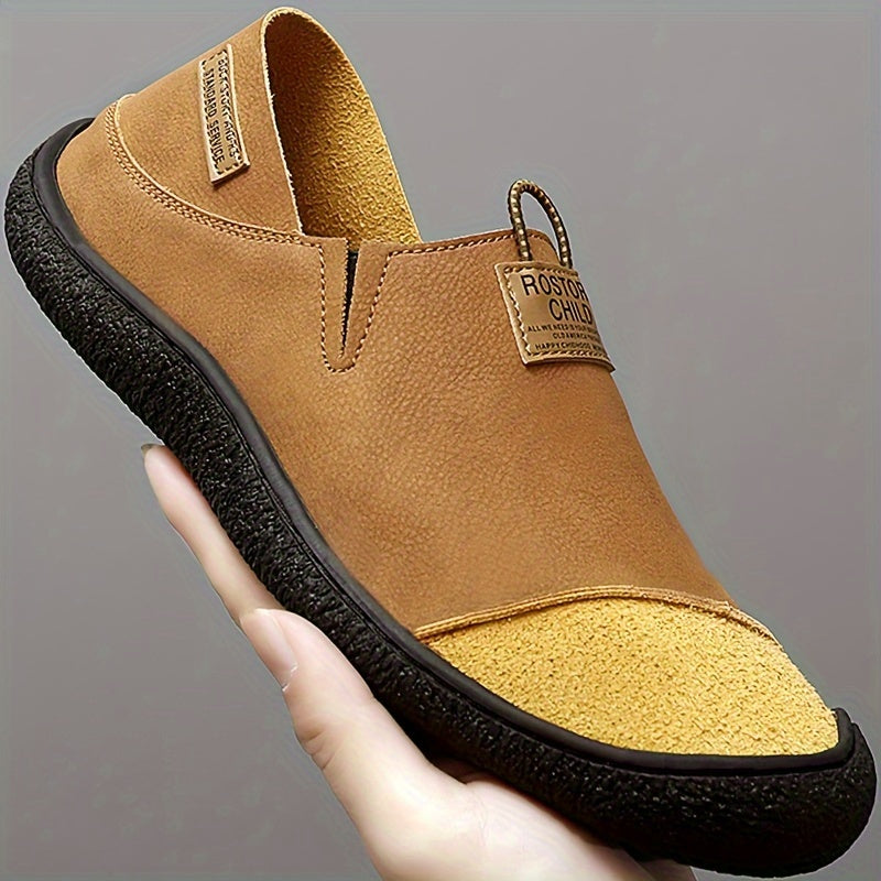 Men's Casual Loafers in Leather-Style Slip-On Shoes for Driving and Formal Wear Black Brown Grey