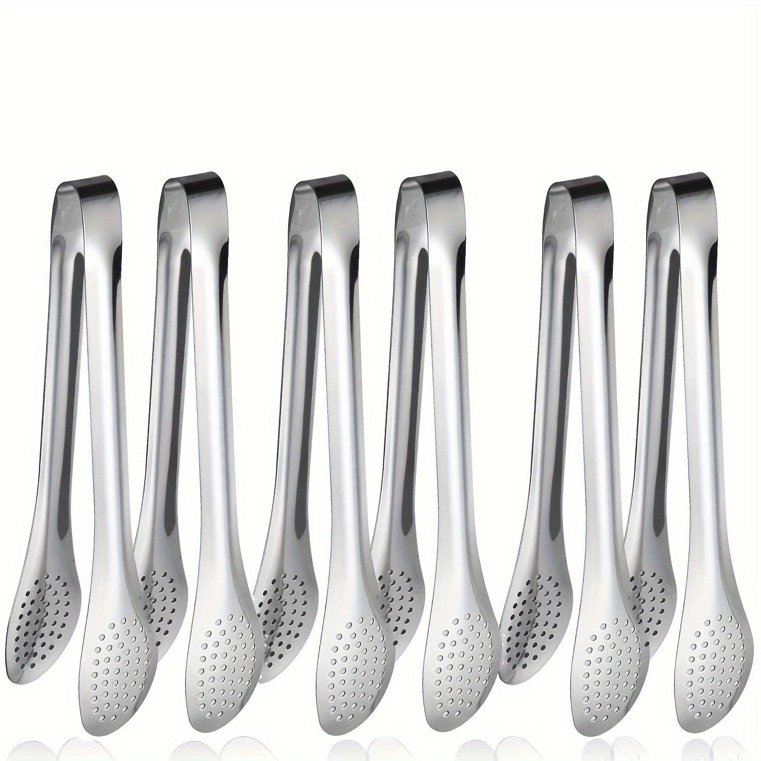 Set of 6 Stainless Steel Buffet Tongs in 7, 9, and 12 Inches