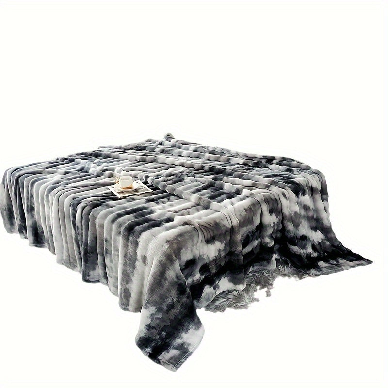 Manta vintage de teñido tie-dye reversible de terciopelo de leche plush acogedora para sofá y cama