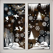 74 Christmas Window Clings Snowflake Woodland Cabin Festive Home Decor