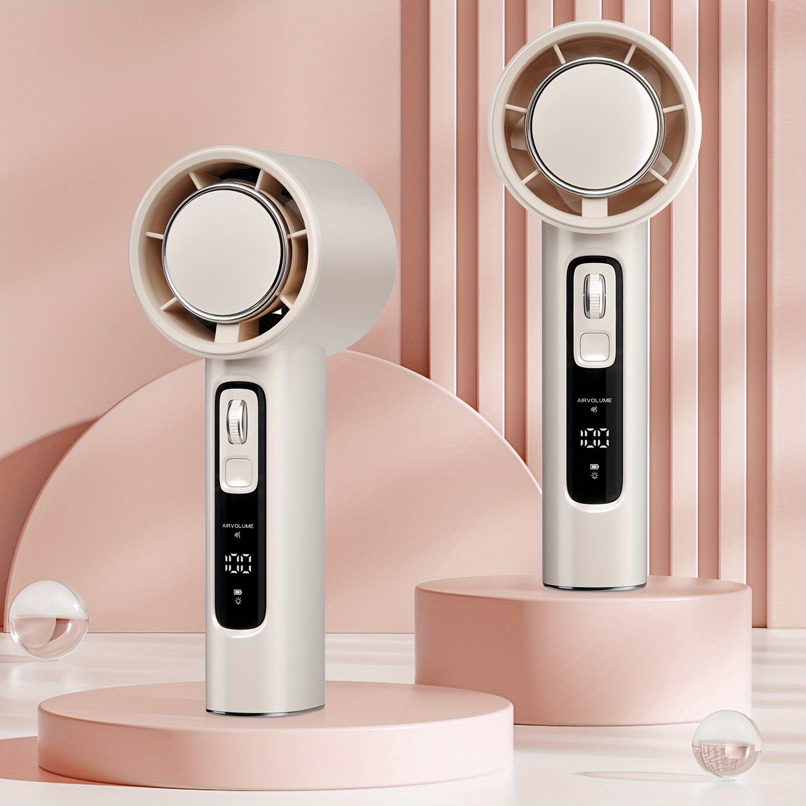 Mini Handheld Fan with Adjustable Speeds, USB Charging, Aromatherapy, LED Display