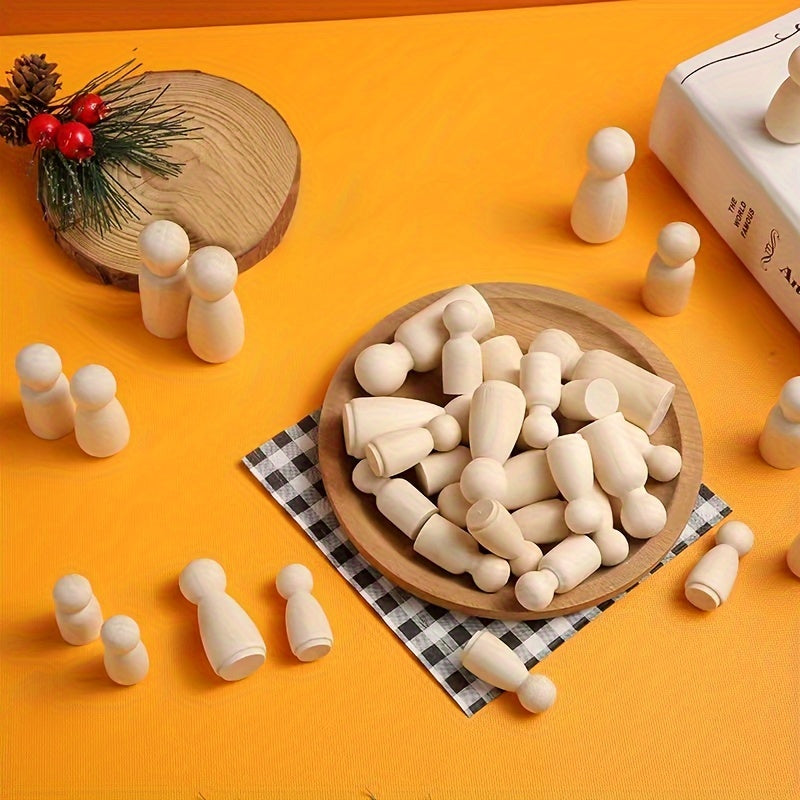 36 Wooden Man Charms for DIY Crafts and Decorations