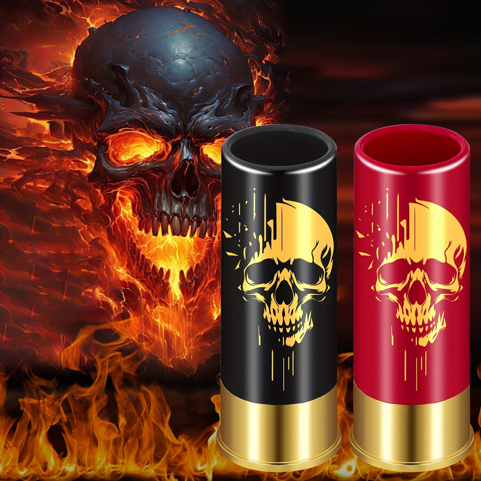 Juego de 2 vasos de chupito con calavera de plástico reutilizable para whisky, vino y cócteles, regalo