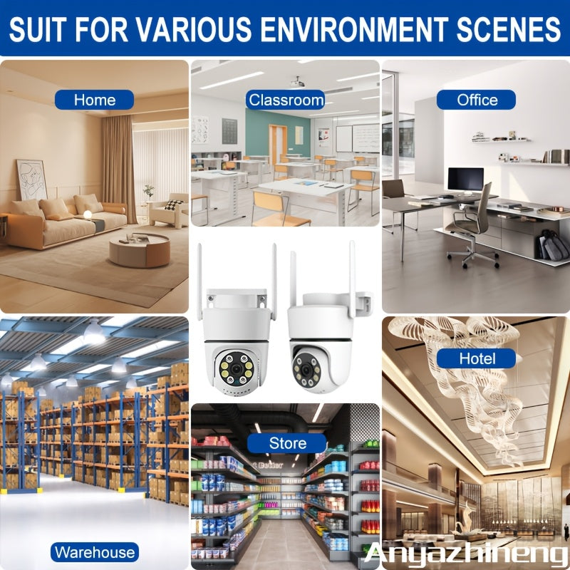 1080P HD Внешняя охранная камера с панорамным наклоном, ночным видением, обнаружением движения, AI-отслеживанием, беспроводной Wi-Fi